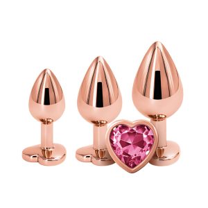 Rear assets Rose Gold Gem Heart Anal Plug Set | Condom Depot